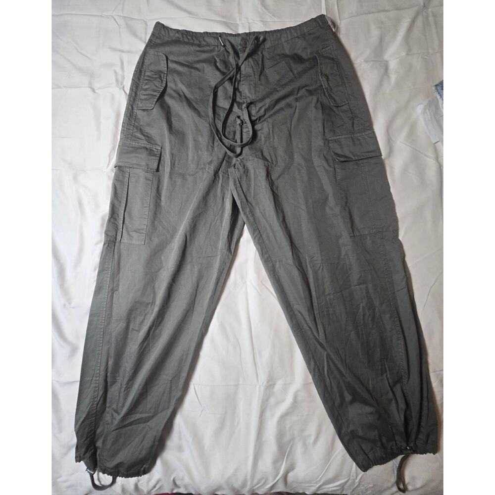 Good American Parachute Cargo Pants Drawstring Army Green (Fatigue) L NWT - Picture 4 of 10